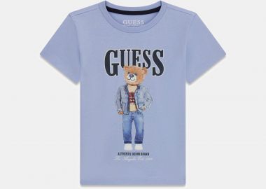 Guess παιδικό T-shirt με logo print - N6RI05K8HM4 Γαλάζιο - GUESS - 