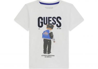 Guess παιδικό T-shirt με logo print - N6RI05K8HM4 Λευκό - GUESS - 