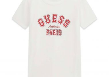 Guess παιδικό T-shirt με logo print και στρας - J6RI41J1314 Λευκό - GUESS - 