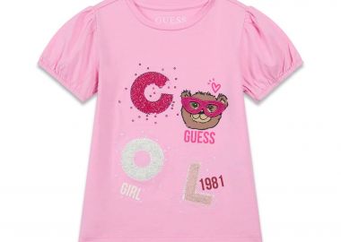 Guess παιδικό T-shirt με print - K6RI05K6YW4 Ροζ - GUESS - 