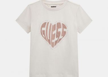 Guess παιδικό T-shirt με triangle logo print με στρας - J5RI46J1314 Εκρού - GUESS - 