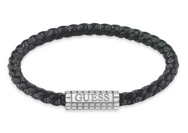 GUESS STEEL Βραχιόλι από Ανοξείδωτο ατσάλι & Δέρμα Black JUMB05036JWSTBKL - Guess Jewellery - 