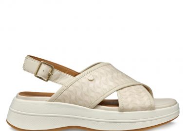 Γυναικεία Ανατομικά Δερμάτινα Flatforms Geox Spherica D55OVB 00485 C112 Εκρού - Geox - 