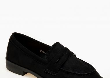 Γυναικεία χαμηλά loafers με suede υφή - Μαύρο - Issue - 