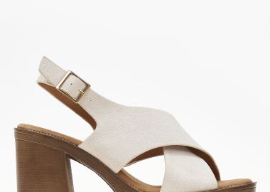 Γυναικεία clogs - πέδιλα με χιαστί σχέδιο - Μπεζ - Issue - 