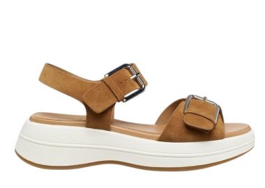 Γυναικεία Δερμάτινα Ανατομικά Σανδάλια Flatforms Geox Spherica D650VA 00022 C6001 Ταμπά Καστόρι - Geox - 