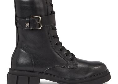Γυναικεία Δερμάτινα Αρβυλάκια Tommy Hilfiger Bikerboot FW0FW07322 BDS Μαύρα - Tommy Hilfiger - 