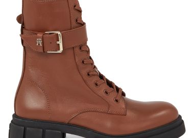 Γυναικεία Δερμάτινα Αρβυλάκια Tommy Hilfiger Bikerboot FW0FW07322 GTU Ταμπά - Tommy Hilfiger - 