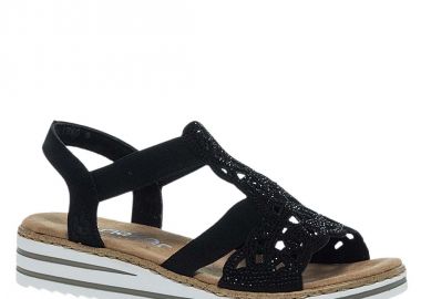 Γυναικεία Δερμάτινα Comfort Πέδιλα Rieker V0646-00 - RIEKER - 