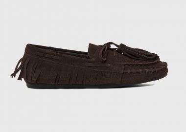 Γυναικεία δερμάτινα μοκασίνια με κρόσια - FUNKY BUDDHA - 