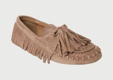 Γυναικεία δερμάτινα μοκασίνια με κρόσια - FUNKY BUDDHA - 