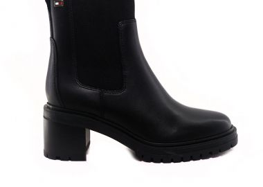 Γυναικεία Δερμάτινα Μποτάκια Tommy Hilfiger FW0FW08163 BDS Μαύρα - Tommy Hilfiger - 