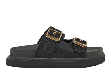 Γυναικεία Δερμάτινα Σανδάλια Exe HS53023-2 Μαύρο Καστόρι W403R2322004 - Exe - 