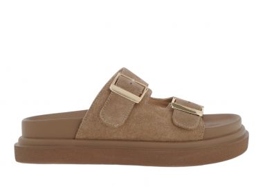 Γυναικεία Δερμάτινα Σανδάλια Exe HS53023-2 Μπεζ Σκούρο Καστόρι W403R232238Z - Exe - 