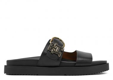 Γυναικεία Δερμάτινα Σανδάλια Tommy Hilfiger FW0FW08512 BDS Μαύρα - Tommy Hilfiger - 