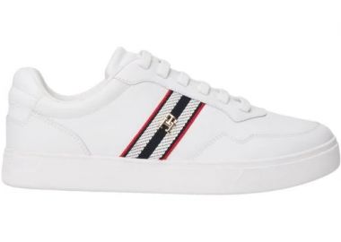 Γυναικεία Δερμάτινα Sneakers Tommy Hilfiger FW0FW09001-YBS Λευκά - Tommy Hilfiger - 