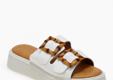 Γυναικεία flatform με κοκάλινες αγκράφες - Λευκό - Issue - 