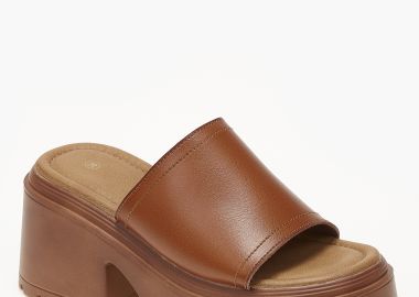 Γυναικεία flatform με ψηλή σόλα και τακούνι - Κάμελ - Issue - 