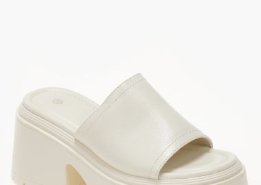 Γυναικεία flatform με ψηλή σόλα και τακούνι - Μπεζ - Issue - 