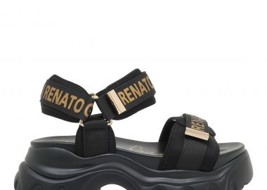 Γυναικεία Flatforms Renato Garini DMD-240629-2 Μαύρο Χρυσό U428A2924340 - Renato Garini - 