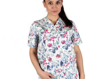 Γυναικεία Ιατρική Μπλούζα πολύχρωμο BUTTERFLIES BEUNIQUE 08000986 White - BEUNIQUE - 