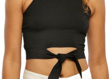 Γυναικεία Κοντή Μπλούζα Cropped Knot TB6048 Urban Classics Black - Urban Classics - 