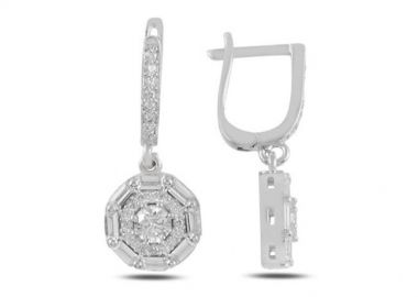 Γυναικεία κρεμαστά σκουλαρίκια με λαμπερές πέτρες ζιργκόν σε ασήμι 925 -  - 