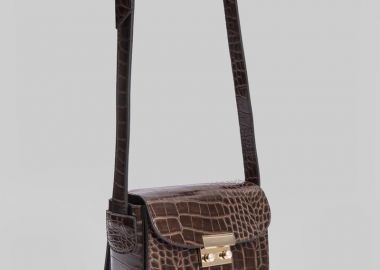 Γυναικεία κροκό τσάντα σε καφέ - SOU - 