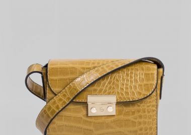 Γυναικεία κροκό τσάντα σε κίτρινο - SOU - 