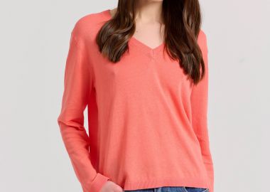 Γυναικεία linen blend lightweight πλεκτή μπλούζα - FUNKY BUDDHA - 