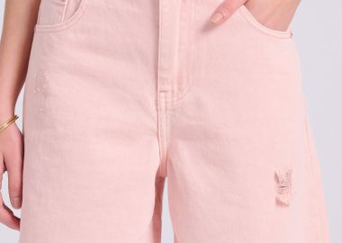 Γυναικεία loose fit garment dyed τζιν βερμούδα - FUNKY BUDDHA - 