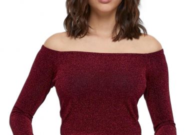 Γυναικεία Μακρυμάνικη Μπλούζα Glitter Off Shoulder TB6125-00606 Urban Classics Burgundy - Urban Classics - 