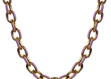 Γυναικεία μοντέρνα αλυσίδα λαιμού από ανοξείδωτο ατσάλι με σμάλτο -  - 