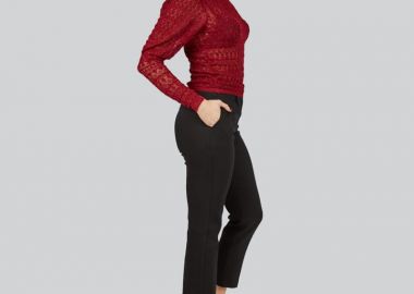 Γυναικεία μπλούζα λεπτής πλέξης μπορντό - SOU - 