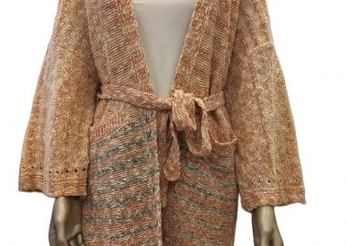 Γυναικεία ombre πλεκτή ζακέτα με ζώνη - SOU - 