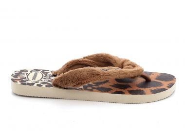 Γυναικεία Παντόφλα Havaianas Top Home Fluffy Χρώματος Καφέ Λεοπάρ SMU0021.9919 - HAVAIANAS - 