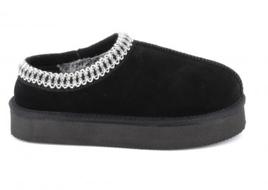 Γυναικεία Παντόφλα Maison Minrelle Δερμάτινη Χρώματος Μαύρο 10130140.B - MAISON MINRELLE - 