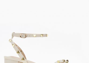 Γυναικεία πέδιλα με χοντρό τακούνι και τρουκς - Μπεζ - Issue - 