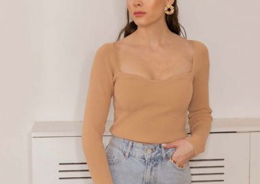 Γυναικεία πλεκτή μπλούζα Amanda μακρυμάνικο - SOU - 