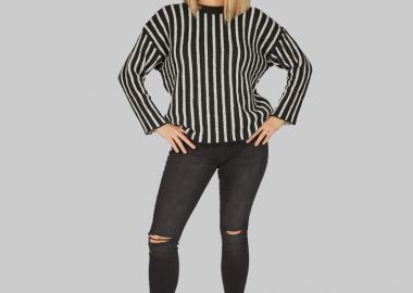 Γυναικεία πλεκτή μπλούζα ριγέ - SOU - 