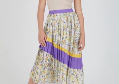 Γυναικεία πλισέ φλοράλ φούστα - SOU - 