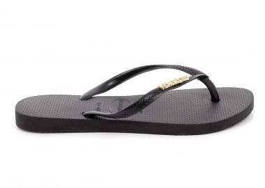 Γυναικεία Σαγιονάρα Havaianas Hav. Slim Logo Metallic Χρώματος Μαύρο 4119875-1924 - HAVAIANAS - 
