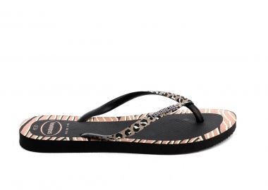 Γυναικεία Σαγιονάρα Havaianas Slim Animals Fashion Χρώματος Μαύρο 4147966-0090 - HAVAIANAS - 