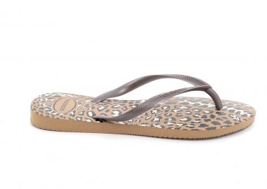 Γυναικεία Σαγιονάρα Havaianas Slim Print Χρώματος Καφέ Animal 4103352-6841 - HAVAIANAS - 