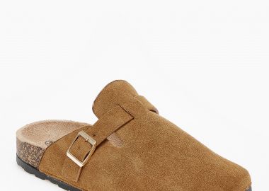 Γυναικεία σαμπό flatform με suede υφή - Κάμελ - Issue - 