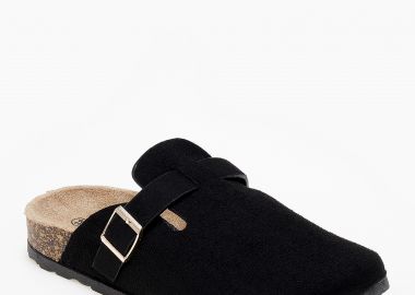 Γυναικεία σαμπό flatform με suede υφή - Μαύρο - Issue - 