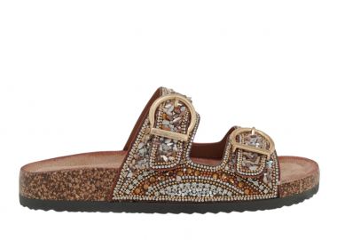 Γυναικεία Σανδάλια Exe BB3918-18 Ταμπά Μπρονζέ Στρας W477B39123D0 - Exe - 