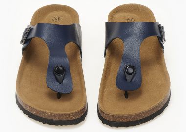 Γυναικεία σανδάλια flatform με αγκράφα και δίχαλο - Μπλε - Issue - 