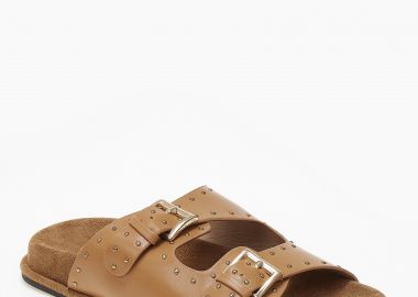 Γυναικεία σανδάλια flatform με αγκράφα και τρουκς - Κάμελ - Issue - 