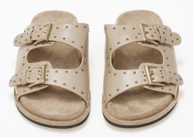 Γυναικεία σανδάλια flatform με αγκράφα και τρουκς - Μπεζ - Issue - 